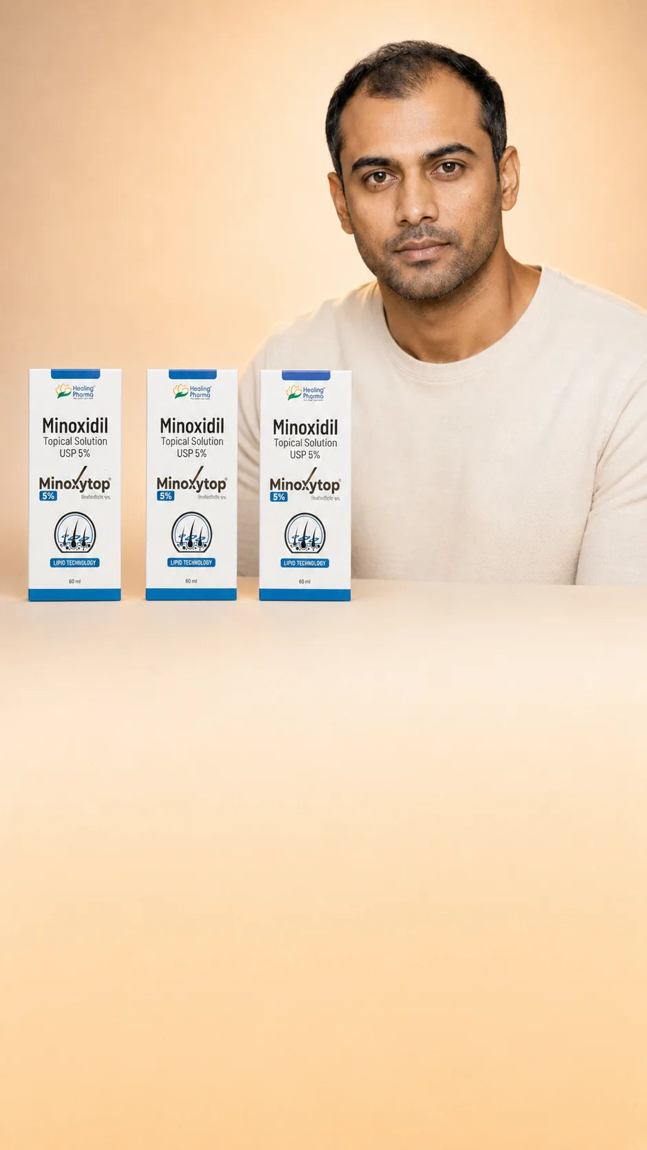 Rohan with three Minoxytop 5% cartons — 3-month supply