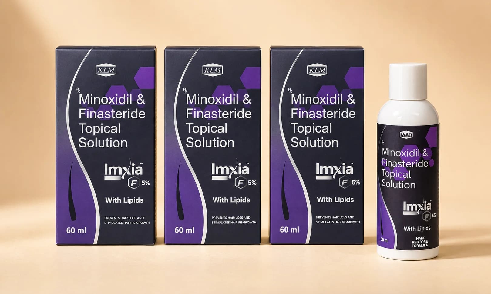 Three KLM Imexia cartons with bottle — 3-month supply