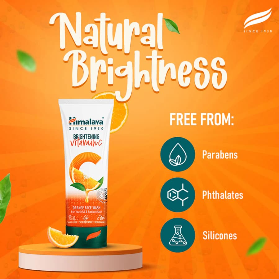 Himalaya Brightening Vitamin C Face Wash — natural brightness free from parabens, phthalates and silicones