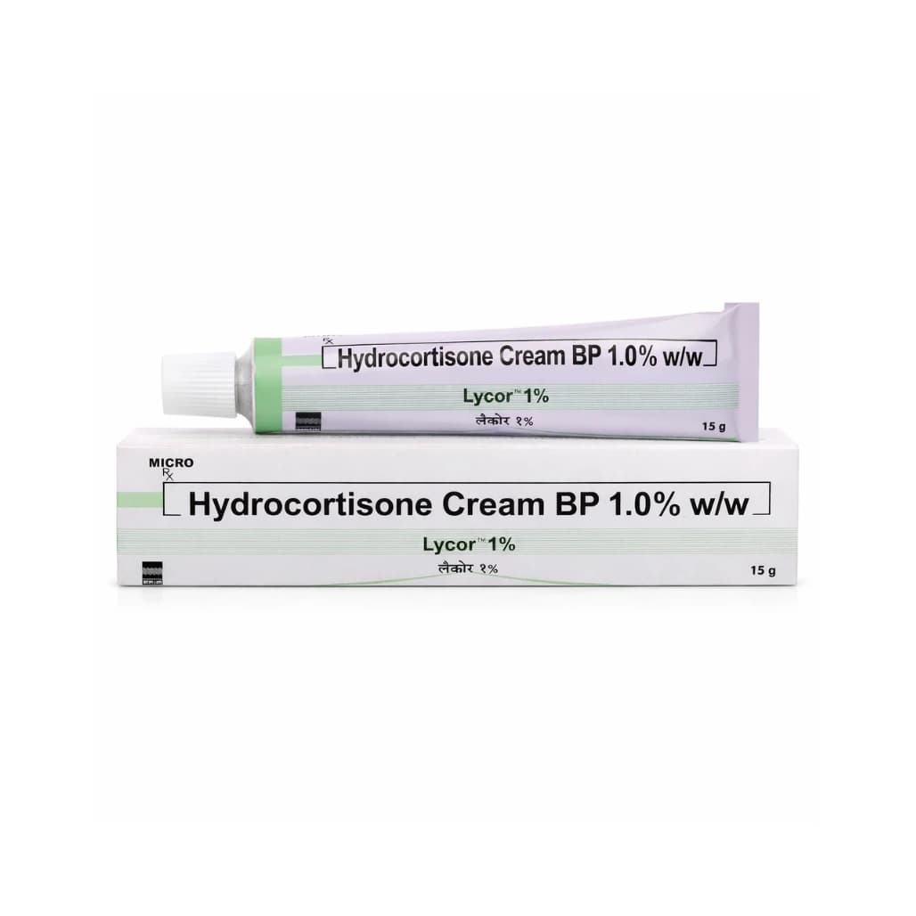 Hydrocortisone Cream 1% W/W 15g Lycor for Eczema & Itching