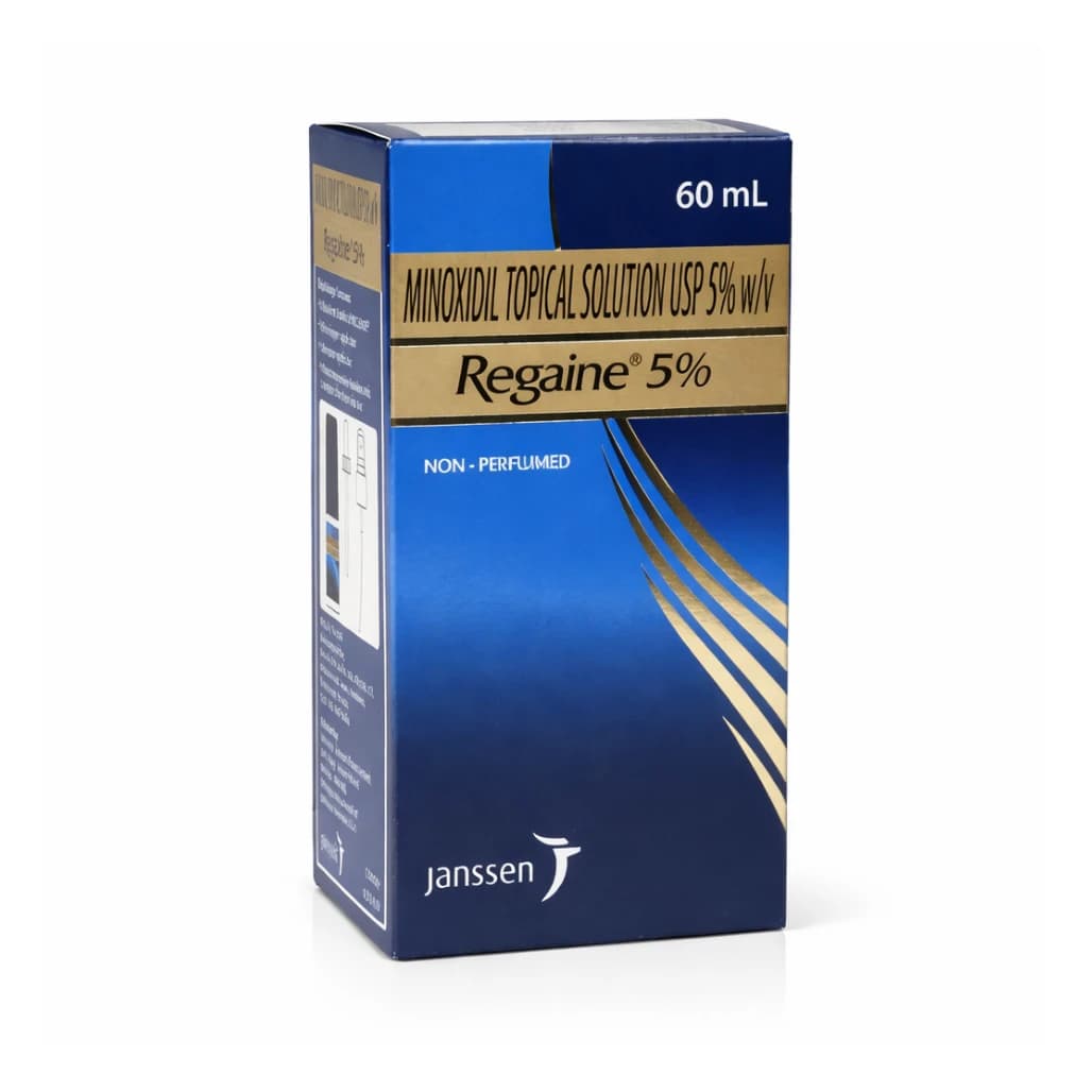 Regaine 60ml bottle and outer box — pharmaceutical-grade minoxidil topical solution South Africa