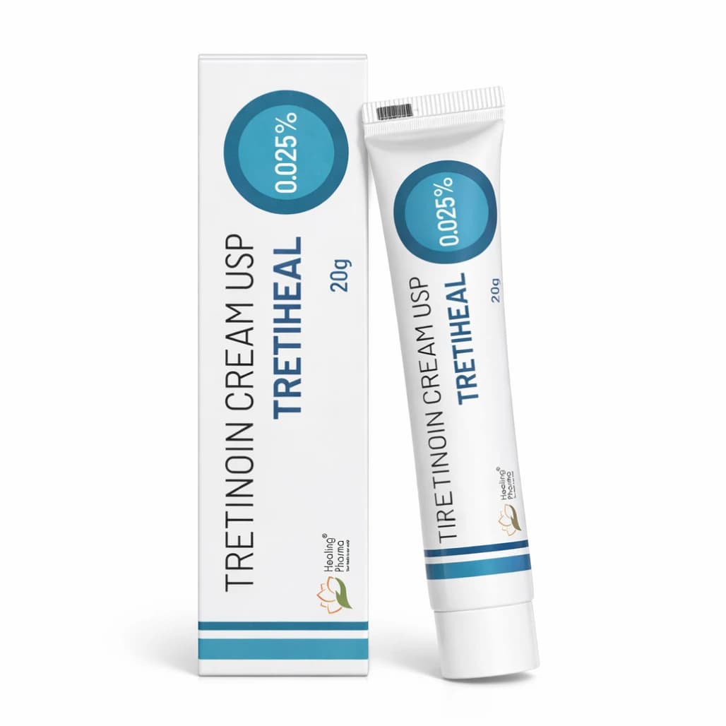 Tretinoin Cream 0.025%, Tretiheal 20g & Tretin 30g for Acne & Wrinkles