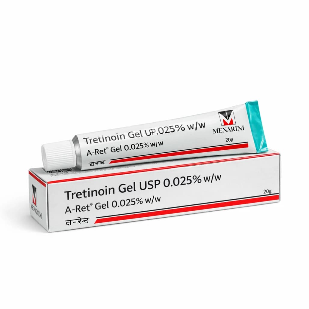 A-Ret Tretinoin Gel USP 0.025% w/w 20g for clogged pores and Oily Skin