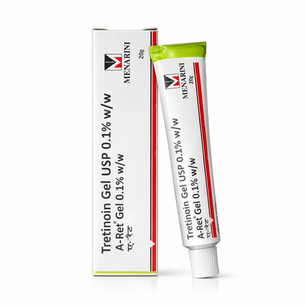A-Ret Tretinoin Gel USP 0.1% w/w, 20g by Menarini for Acne Treatment