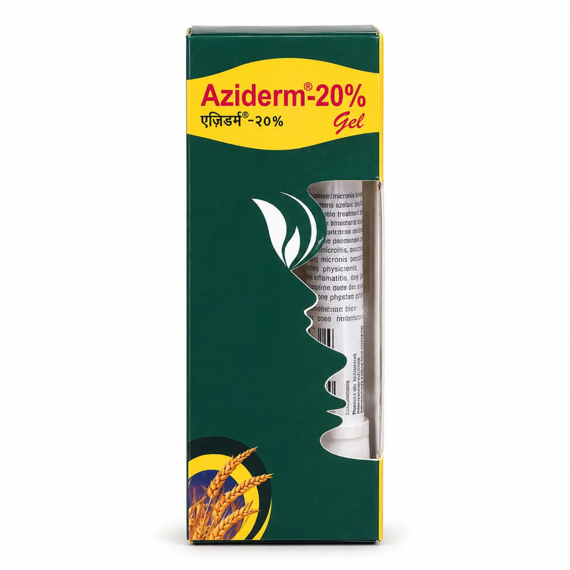 Aziderm 20% Azelaic Acid Gel alternate box packaging with tube visible