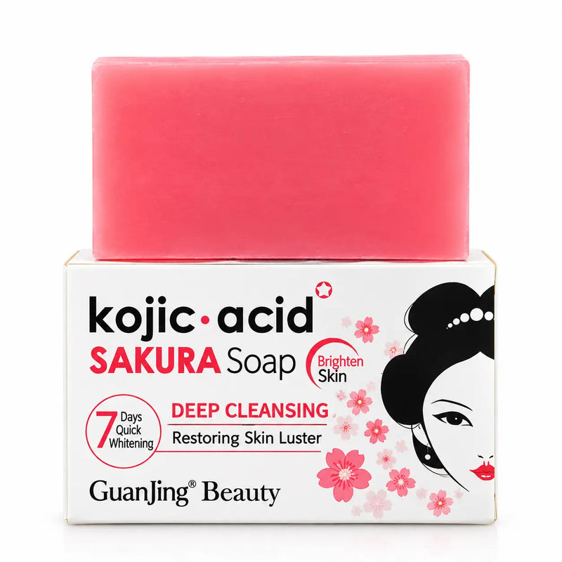 Pink GuanJing Beauty Kojic Acid Sakura Soap bar with branded box