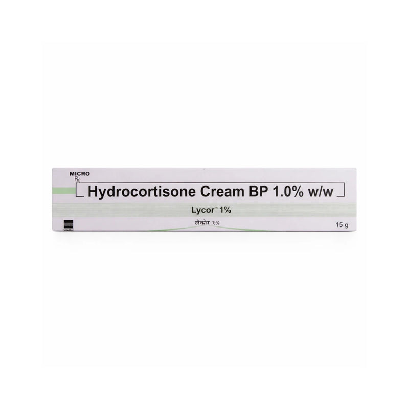 Hydrocortisone Cream 1% W/W 15g Lycor for Eczema & Itching