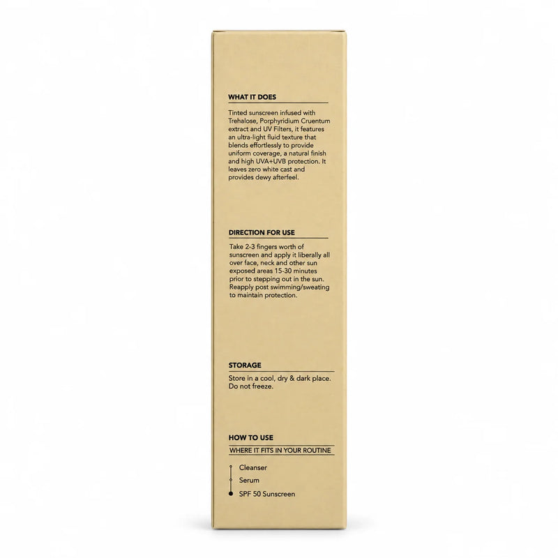 SEEKCAUS Tint Sunscreen packaging with directions for use and product information