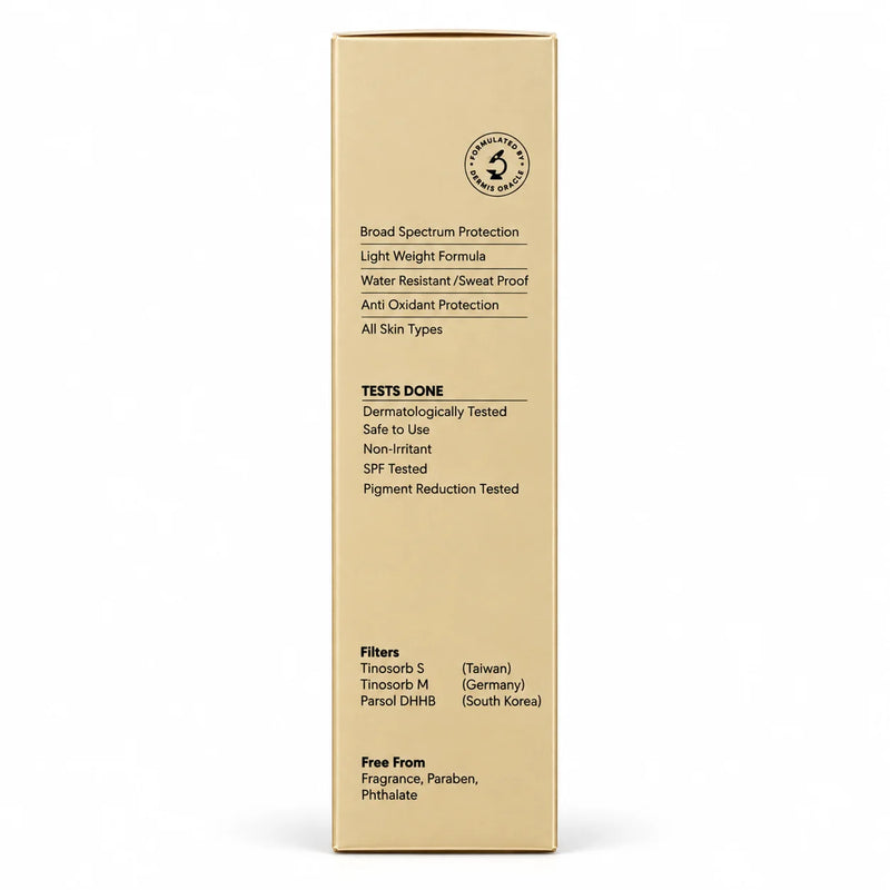 SEEKCAUS Tint Sunscreen SPF 50 packaging with UV filters and product details