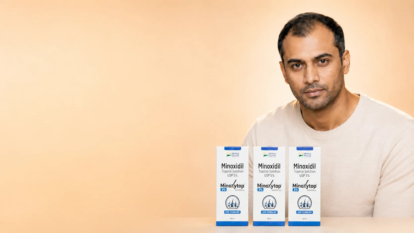 Rohan with three Minoxytop 5% cartons — 3-month supply